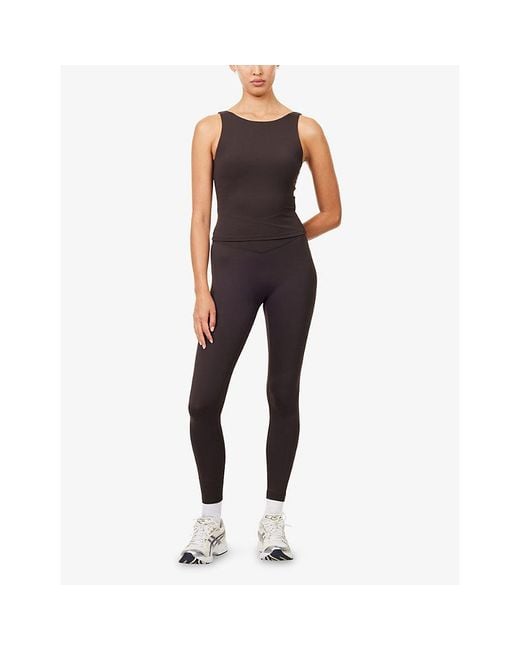 ADANOLA Brown Ultimate Scoop-Back Stretch-Woven Tank Top
