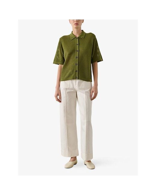 Soeur Green Davon Knitted Merino-Wool Top