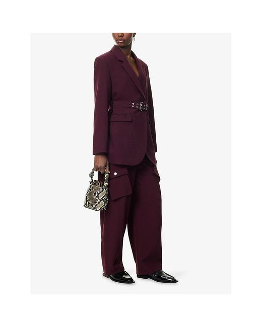 Ganni Purple Elasticated Multi-Pocket Nylon Trousers