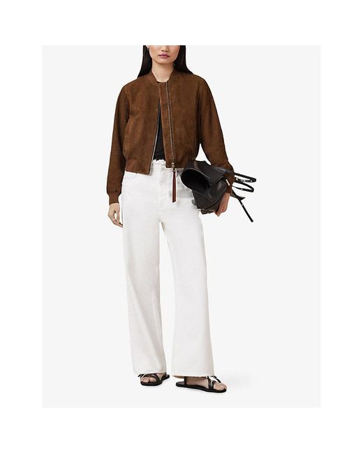 AllSaints Brown Orten Suede Bomber Jacket