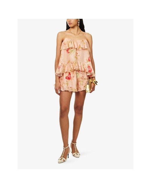Zimmermann Pink Roselight Frill Cami Silk Top