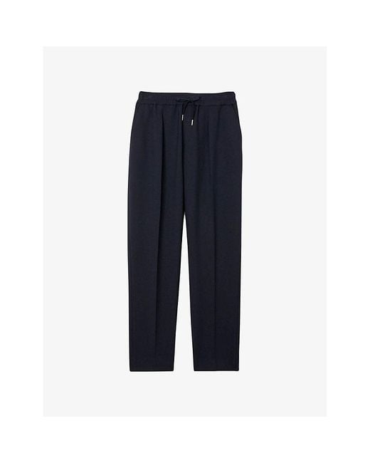 Sandro Blue Drawstring-Waist Straight-Leg Woven Trousers for men