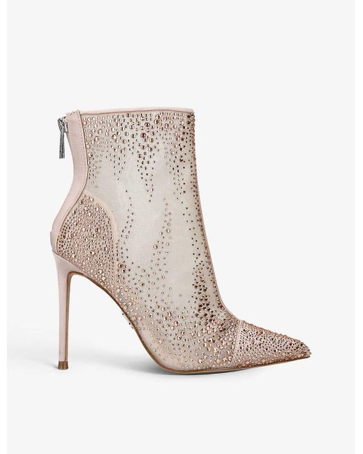 Steve Madden White Valentia Crystal And Satin Ankle Boots