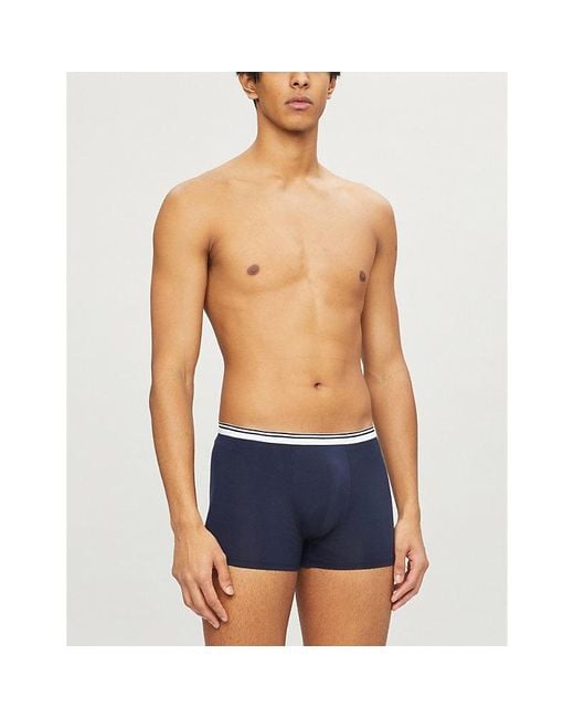 Zimmerli of Switzerland Blue Pure Comfort Classic-Fit Stretch-Cotton Trunks for men