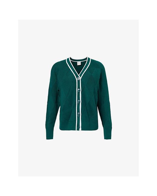 Varley Green Dorset Relaxed-fit Cotton-knit Cardigan X