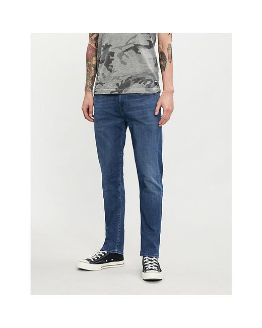 7 For All Mankind Blue Cotton Slimmy Luxe Performance Plus Slim-fit Jeans for men