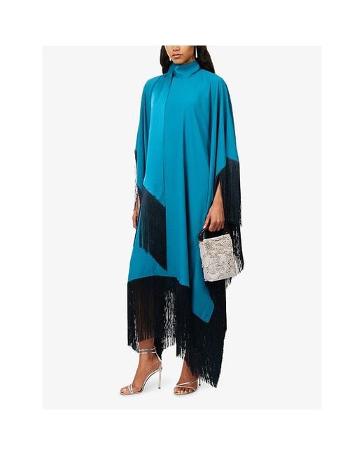 Taller Marmo Blue Mrs Ross Fringe-Trim Woven Kaftan