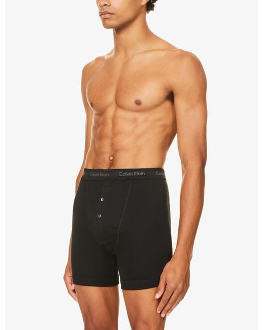 Calvin Klein Men's Black Button-fly Boxer Briefs for Men | Lyst UK