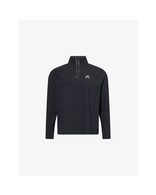 Malbon Blue Funnel-Neck Raglan-Sleeve Stretch-Woven Top for men