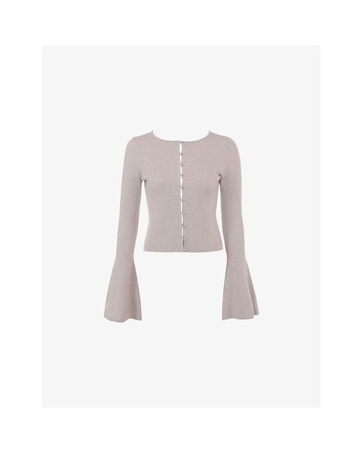 House Of Cb White Aster Ribbed Knitted Cardigan
