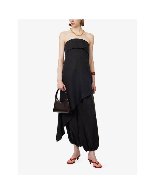 Dissh Black Venus Asymmetric Woven Top