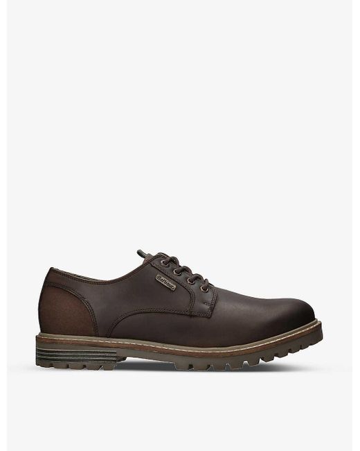 Barbour Brown Sandstone Leather And Canvas Derby Shoes for men
