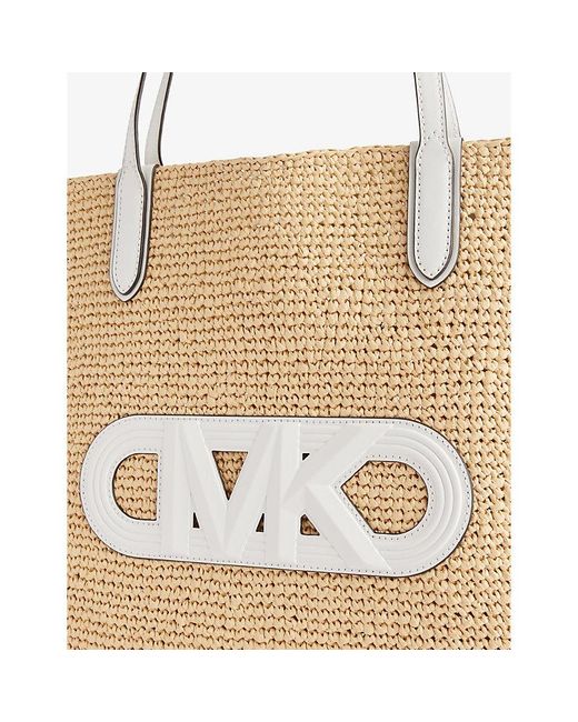 MICHAEL Michael Kors White Xl Brand-appliquéd Straw Tote Bag