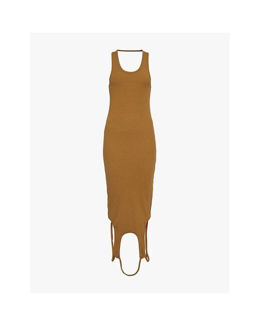 Telfar Brown Infinity Halter Ribbed Stretch-Cotton Tunic