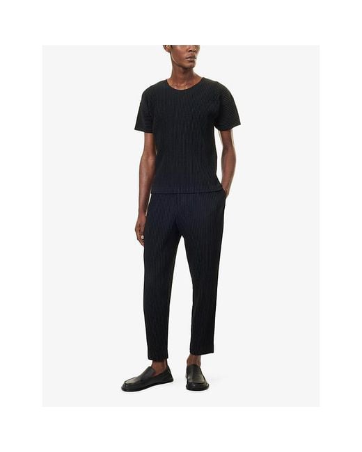 Homme Plissé Issey Miyake Black Basics Straight-Leg Knitted Trousers for men