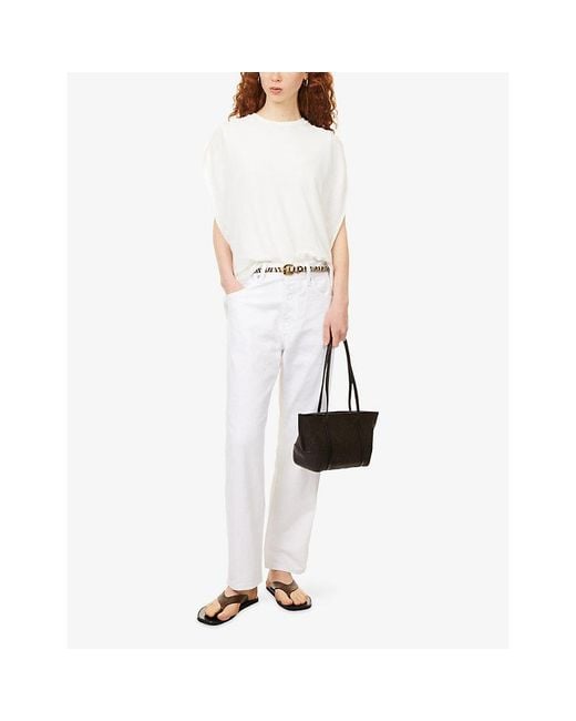 GOOD AMERICAN White Vintage Straight-Leg Ankle Denim Jeans
