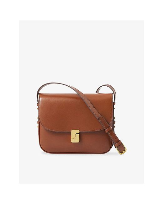 Soeur Brown Belissima Branded-Buckle Mini Leather Cross-Body Bag