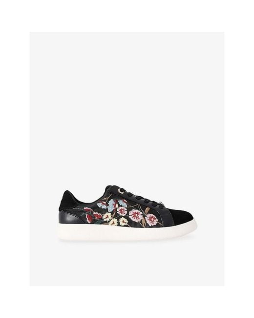 KG by Kurt Geiger Black Eliza Embroidered Leather Trainers