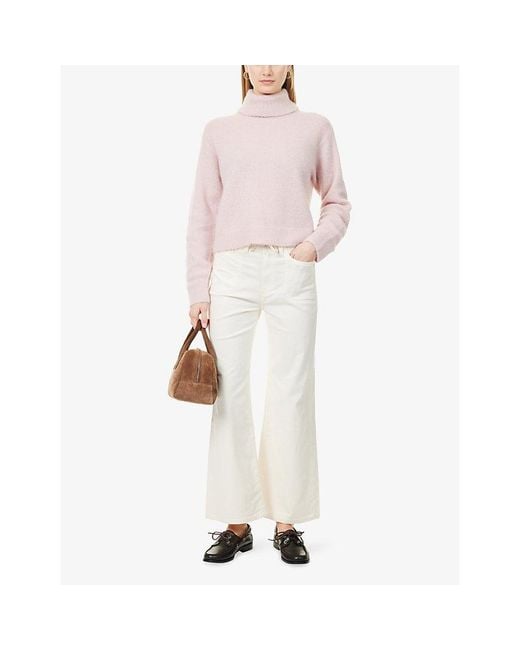 PAIGE Natural Ari Waistband-Tie Stretch-Denim Jeans