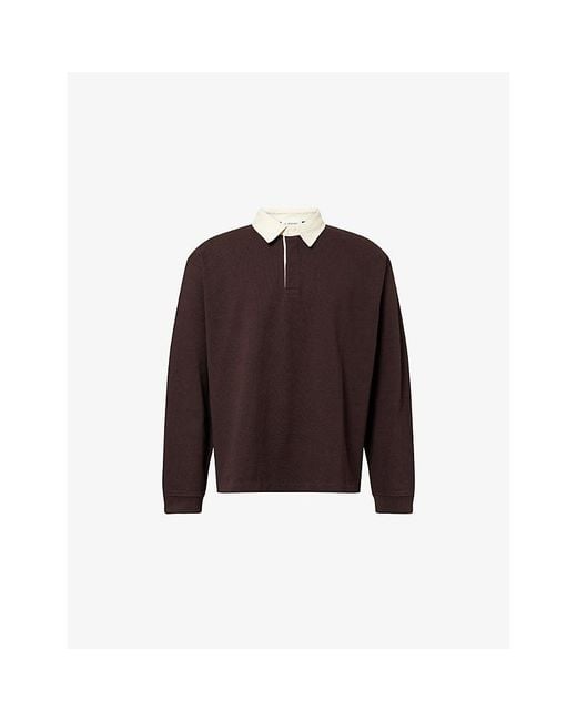 FRAME Brown Contrast-Collar Cotton Polo Shirt for men