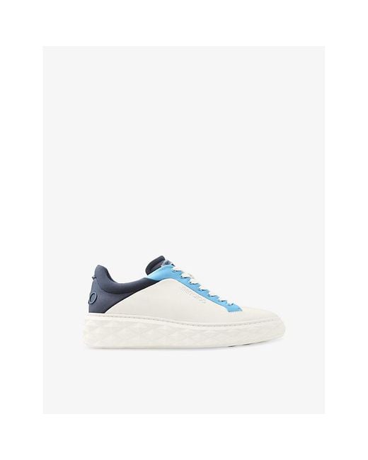 Jimmy Choo Blue Diamond Maxi M Ii Brand-Embellished Leather Low-Top Trainers