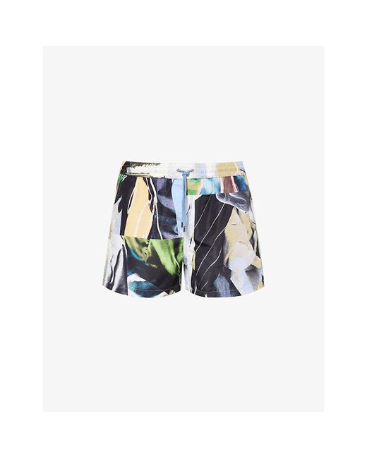Paul Smith Blue Graphic-print Recycled Polyester-blend Swim Short for men