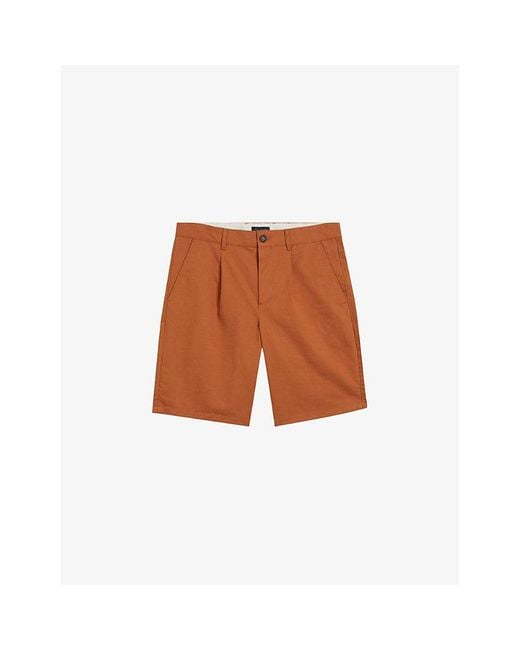 Ted Baker Brown Fulhum Front-pleat Regular-fit Cotton Shorts for men