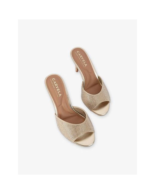 Carvela Kurt Geiger Natural Silvia Embellished Heeled Woven Mules