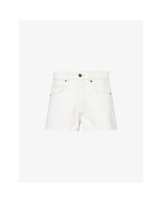 ME+EM White Classic Cut Off Cotton Denim Shorts