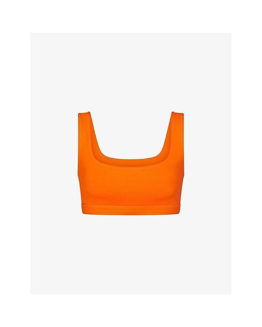 Skims Orange Scoop-neck Recycled Stretch-nylon Bikini Top