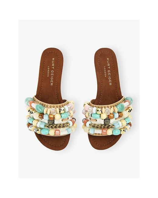 Kurt Geiger Multicolor Southbank Beaded Flat Sandals