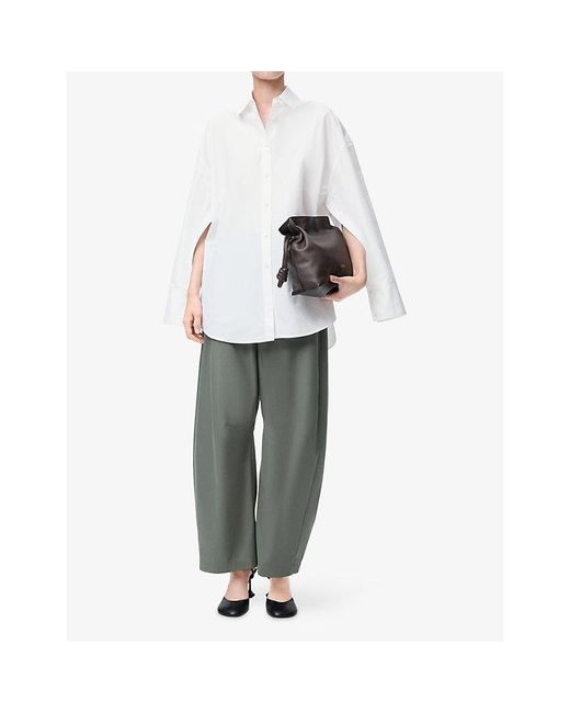 Loewe White Cape Anagram-Embroidered Cotton-Blend Shirt