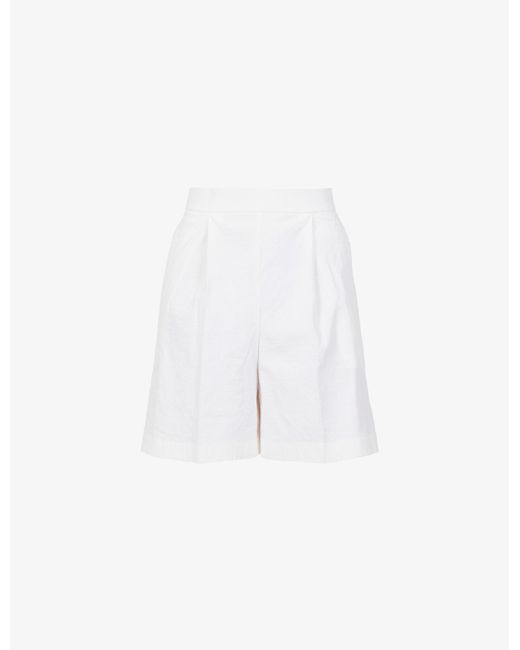 Theory Relaxedfit Highrise Linenblend Shorts in White Lyst UK