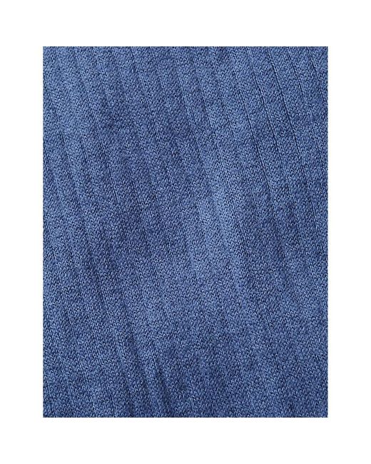 The White Company Blue Ribbed Linen And Cotton Scarf