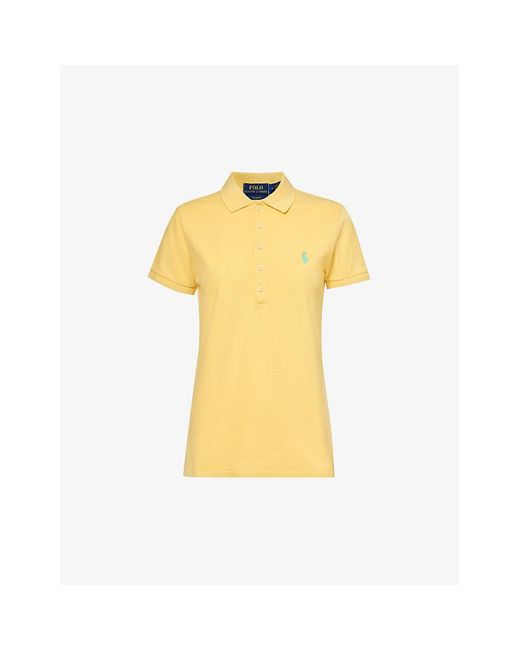 Polo Ralph Lauren Yellow Julie Logo-embroidered Stretch-cotton Piqué Polo Shirt