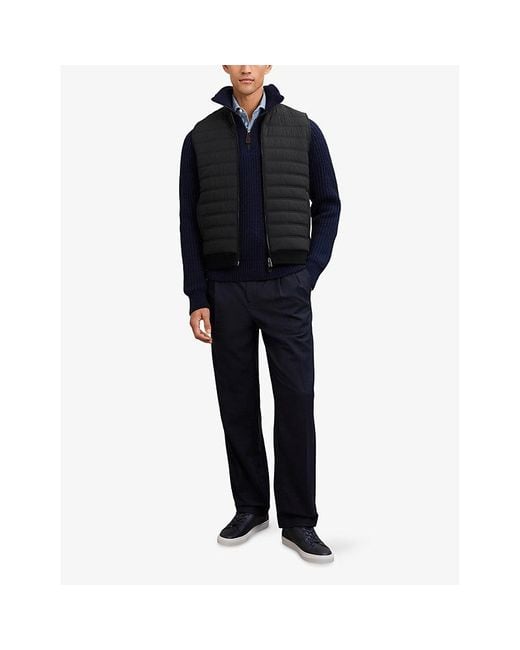 Reiss Black Newford Funnel-Neck Quilted Gilet for men