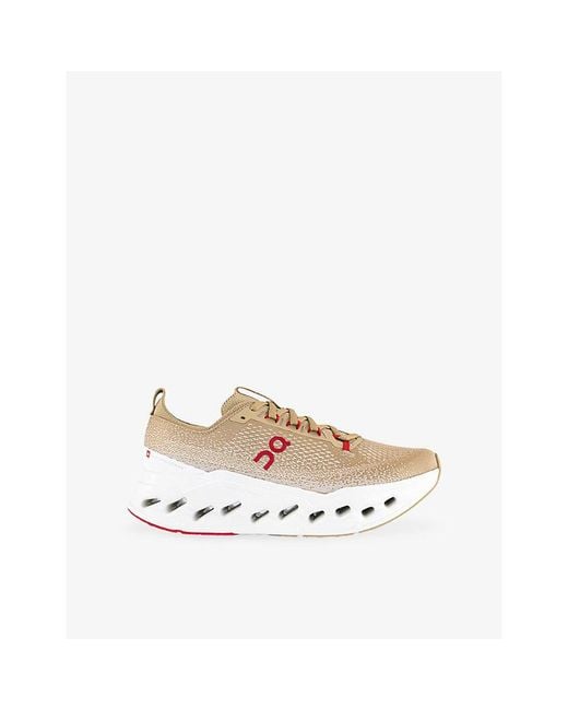 On Shoes White Cloudsurfer Max Woven Trainers for men