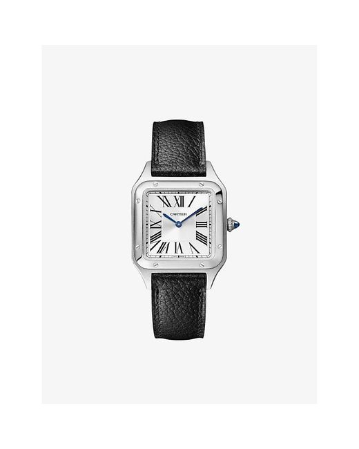 Cartier White Crwssa0023 Santos-dumont Small Model Stainless- And Leather Quartz Watch for men