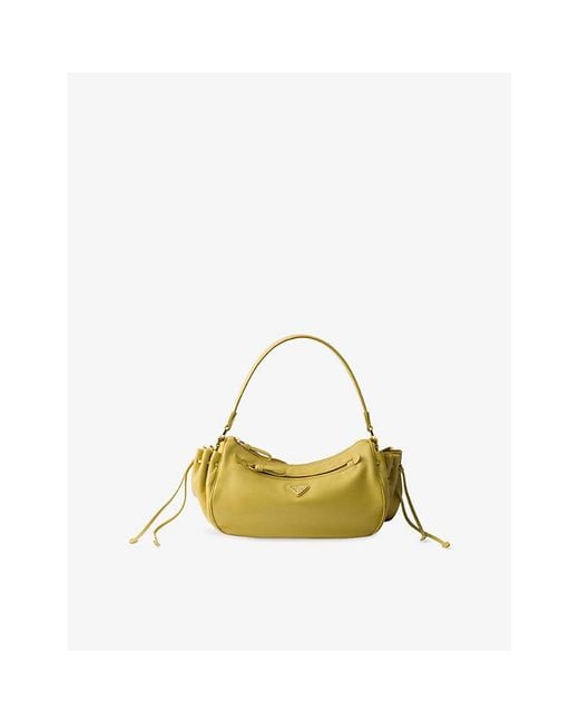 Prada Yellow Small Leather Hobo Bag