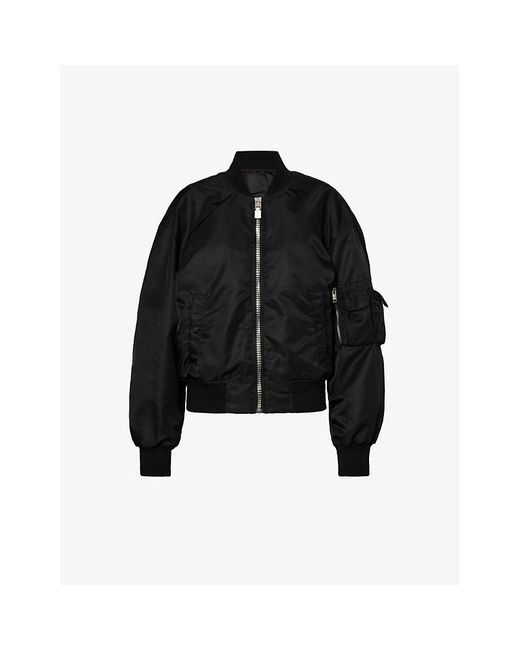 Givenchy Black Brand-print Relaxed-fit Shell Bomber Jacket