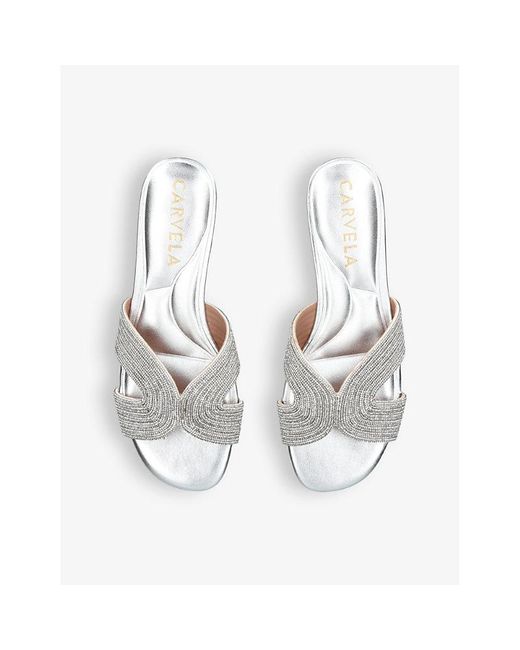 Carvela Kurt Geiger White Gala Crystal-Embellished Woven Sandals