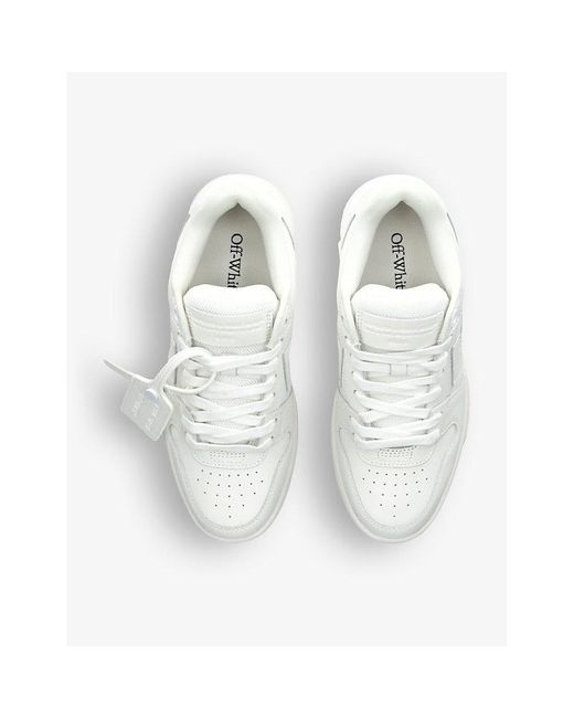Off-White c/o Virgil Abloh White Out Of Office Brand-embroidered Leather Low-top Trainers