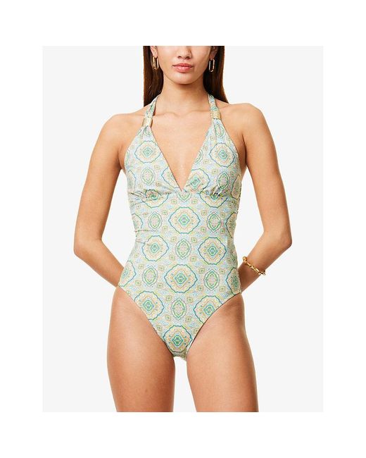 Heidi Klein White Hacienda Halterneck Slider Swimsuit