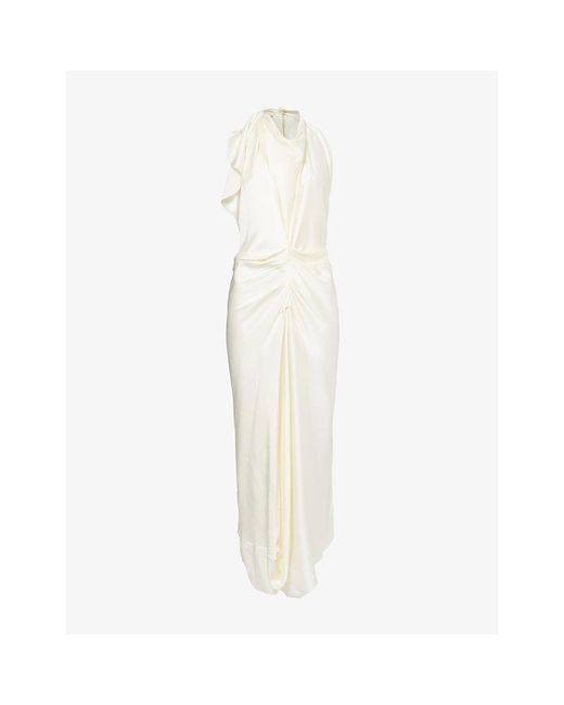 Victoria Beckham White Backless Scarf Satin Midi Dress
