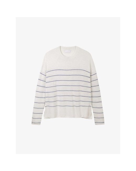 The White Company White Relaxed-fit Fine-stripe Wool And Cashmere-blend Jumper X