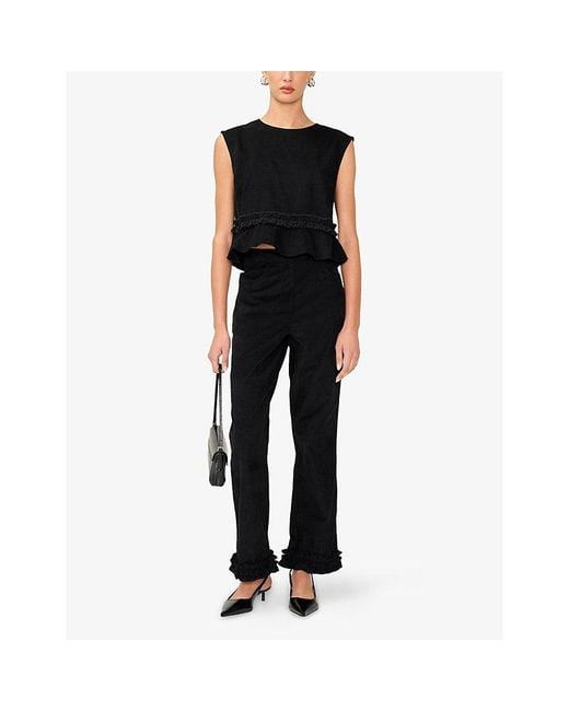 OMNES Black Olin Straight-Leg High-Rise Stretch-Corduroy Trousers