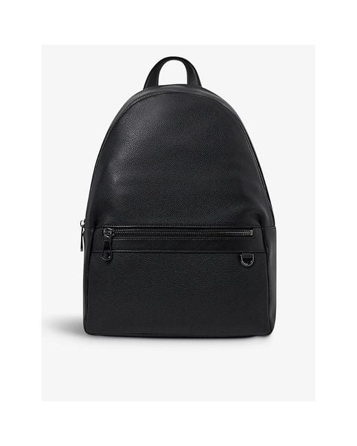 Reiss Black Drew Leather Backpack for men