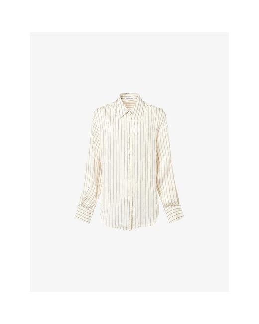Frankie Shop White Peri Striped Woven Shirt
