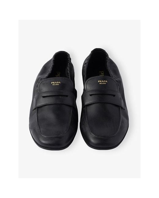 Prada Blue Shuffle Antiqued Leather Loafers