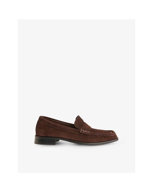 Whistles Brown Mora Square-Toe Suede Loafers